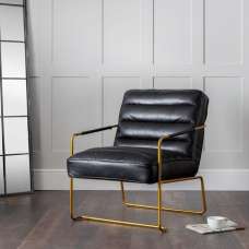 Golden Faux Leather Bedroom Chair In Black - UK
