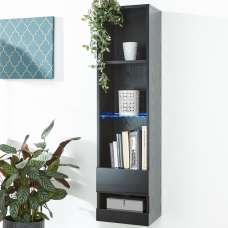 Goole Wall Mounted High Gloss Shelving Unit in Black With LED - UK