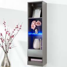 Goole Wall Mounted High Gloss Shelving Unit in Grey With LED - UK