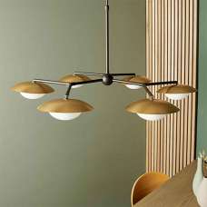 Goshen Opal Glass Pendant Light In Gold And Bronze - UK