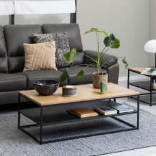 Goshen Wooden Coffee Table Rectangular With 1 Shelf In Oak - UK