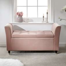 Gospel Fabric Storage Ottoman In Blush Pink - UK