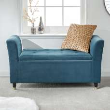 Gospel Fabric Storage Ottoman In Teal - UK