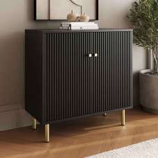 Goteborg Wooden Shoe Storage Cabinet with 2 Doors in Black - UK