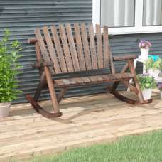 Grace Solid Wood Garden Rocking 2 Seater Bench In Dark Brown - UK