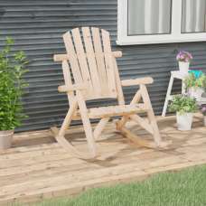 Grace Solid Wood Spruce Garden Rocking Armchair In Light Brown - UK