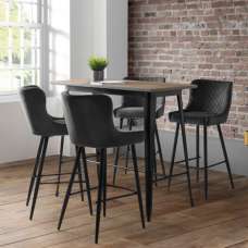Gael Bar Table In Mocha Elm With 4 Lakia Grey Bar Stool - UK