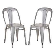 Dschubba Grey Metal Dining Chairs In A Pair - UK