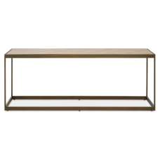 Granule Rectangular Wooden Coffee Table With Brass Frame In Oak - UK