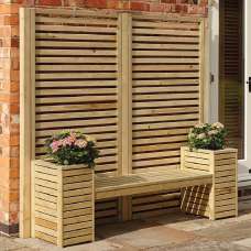 Grato Wooden Garden Seat Set With Planter In Natural - UK