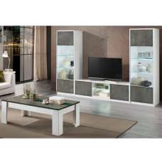 Graz Living Room Set With Coffee Table In White Oxide And LED - UK
