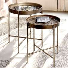 Greenville Metal Set Of 2 End Tables In Copper - UK