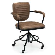 Gable Faux Leather Upholstered Home And Office Chair In Brown - UK