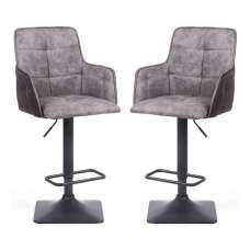 Ordos Light Grey Fabric Bar Stools With Metal Base In Pair - UK