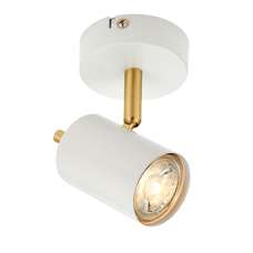 Gull 1 Light Round Spotlight In Matt White And Satin Brass - UK