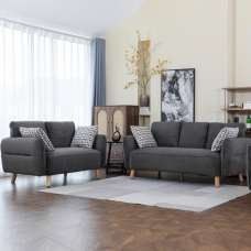 Gunnison Fabric 3+2 Seater Sofa Set - Dark Grey - UK