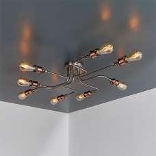 Hal 8 Lights Semi Flush Ceiling Light In Aged Pewter And Copper - UK