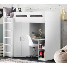 Haldis High Sleeper Bunk Bed In All White - UK