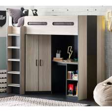 Haldis High Sleeper Bunk Bed In Woodgrain And Anthracite - UK