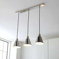 Halifax 3 Light White Shade Ceiling Light In Bright Nickel - UK