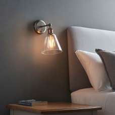 Halifax Glass White Shade Wall Light In Bright Nickel - UK