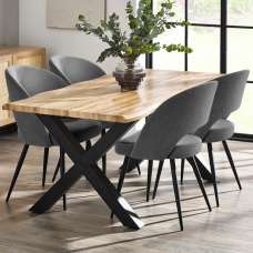 Halifax Oak Wooden Dining Table With 4 Erie Grey Chairs - UK