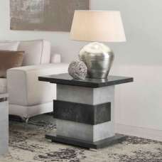 Heston High Gloss Lamp Table in Grey Marble Effect - UK