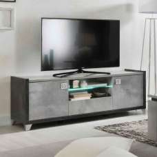 Heston High Gloss Marble Effect TV Unit in Grey and LED - UK
