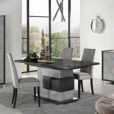 Heston Morden High Gloss Extending Dining Table in Grey Marble Effect - UK