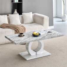 Halo High Gloss Coffee Table In Magnesia Marble Effect - UK