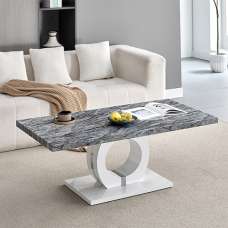 Halo High Gloss Coffee Table In Melange Marble Effect - UK