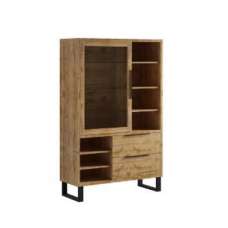 Hamburg Wooden Display Cabinet With 1 Door In Wotan Oak - UK