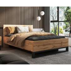 Hamburg Wooden Storage Ottoman Double Bed In Wotan Oak - UK