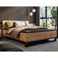 Hamburg Wooden Storage Ottoman King Size Bed In Wotan Oak - UK