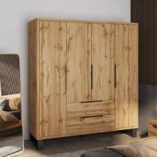 Hamburg Wooden Wardrobe With 4 Doors In Wotan Oak - UK