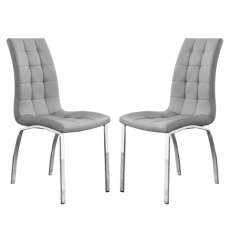 Hamden Grey PU Leather Dining Chairs In Pair - UK