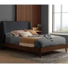 Hamel Fabric King Size Bed With Wooden Frame In Grey - UK