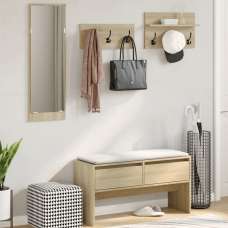 Hamel Wooden 4 Piece Hallway Furniture Set In Sonoma Oak - UK
