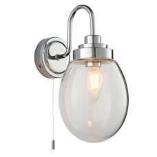 Hampton Clear Glass Wall Light In Chrome - UK