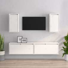 Hanayo Solid Pinewood Entertainment Unit In White - UK