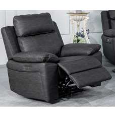 Hanford Fabric Electric Recliner 1 Seater Sofa In Dark Grey - UK