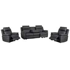 Hanford Fabric Electric Recliner 3+1+1 Seater Sofa Set In Dark Grey - UK