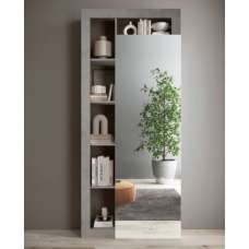 Hanmer Mirrored Wardrobe With 1 Door And Shelves In Concrete - UK