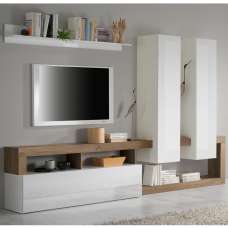 Hanmer Large White Gloss Entertainment Wall Unit In Mercure - UK