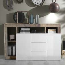 Hanmer White Gloss Sideboard With 2 Doors 3 Drawers In Pero - UK