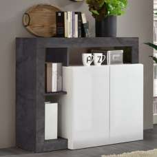 Hanmer White High Gloss Sideboard With 2 Doors In Oxide - UK