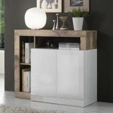 Hanmer White High Gloss Sideboard With 2 Doors In Pero - UK