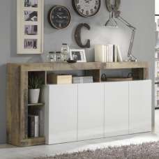 Hanmer White High Gloss Sideboard With 4 Doors In Pero - UK
