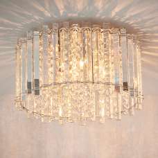 Hanna 4 Lights Clear Crystals Flush Ceiling Light In Chrome - UK