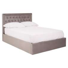 Hannata Velvet Storage Ottoman Double Bed In Brushed Steel - UK